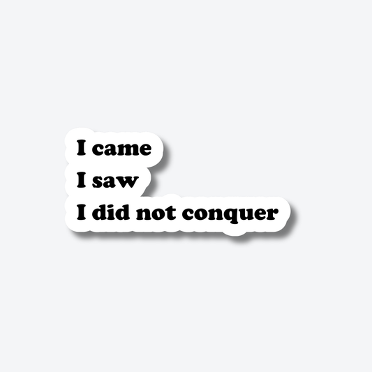 I Came. I Saw. I Did Not Conquer.